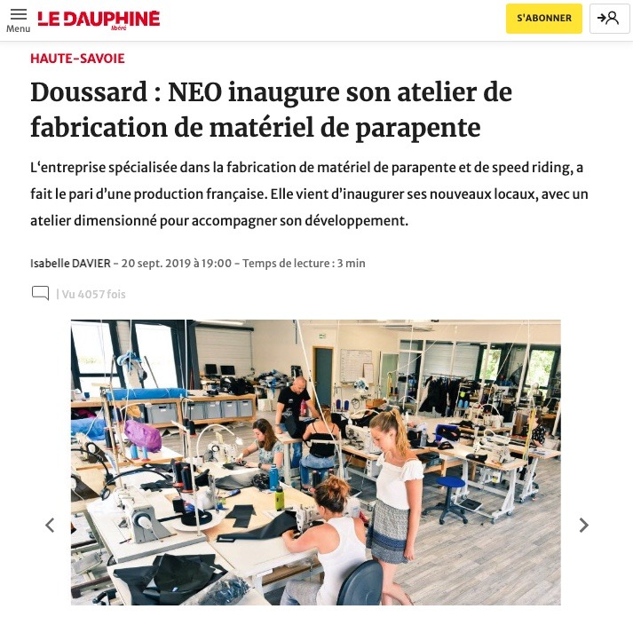 Le Dauphine - NEO Inaugure son atelier de fabrication de materiel de parapente